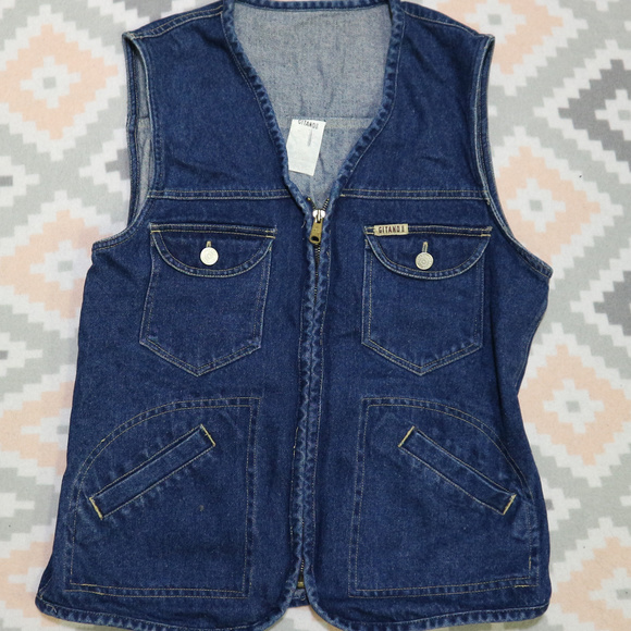 Gitano Jackets & Blazers - VTG GITANO Blue Denim Zip Up Vest